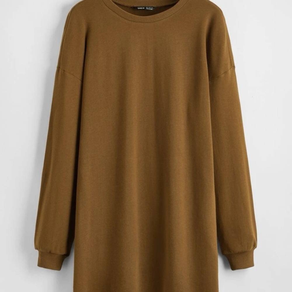 Shein Drop Shoulder Solid Sweatshirt Dress